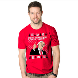 CrazyDog Tshirts Mens Make Christmas Great Again Santa Hat Trump Funny Ugly Xmas T Shirt 015XmasTrumpUCS-S