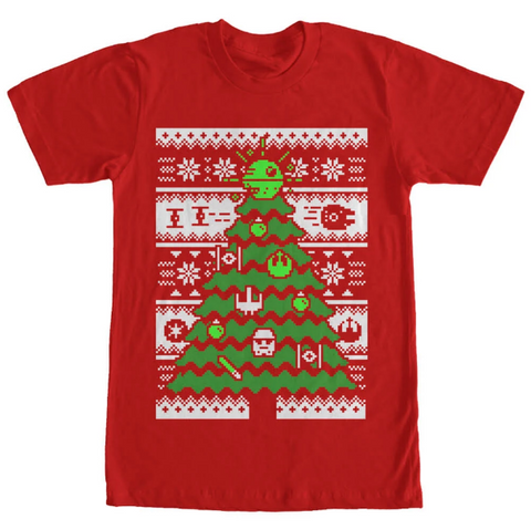 Star Wars Men's Ugly Christmas Sweater Tree Red T-Shirt
